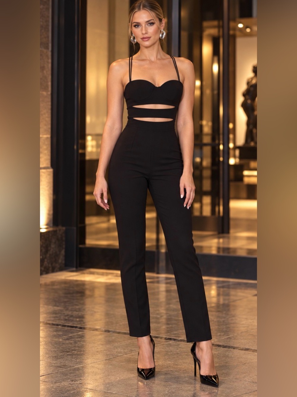 Revolves NBD Black Jumpsuit with Sleek Cutout Bustier Design